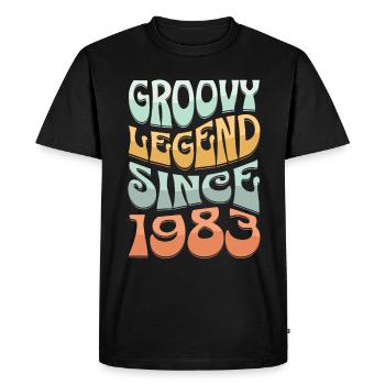 Groovy legend since 1983 - Men's Premium Organic T-Shirt - black - Front - Nico (187cm)