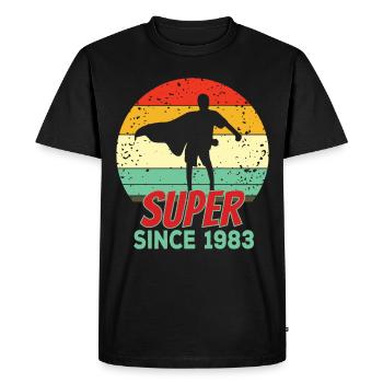 Super since 1983 - Men's Premium Organic T-Shirt - black - Front - Nico (187cm)