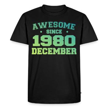 Anniversaire Décembre 1980 - Cadeau Decembre 1980 - T-shirt Premium bio Homme - noir - Devant - Nico (187cm)