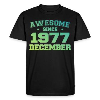 Anniversaire Décembre 1977 - Cadeau Decembre 1977 - T-shirt Premium bio Homme - noir - Devant - Nico (187cm)