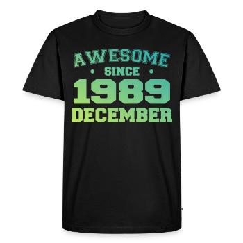 Anniversaire Décembre 1989 - Cadeau Decembre 1989 - T-shirt Premium bio Homme - noir - Devant - Nico (187cm)