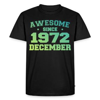 Anniversaire Décembre 1972 - Cadeau Decembre 1972 - T-shirt Premium bio Homme - noir - Devant - Nico (187cm)