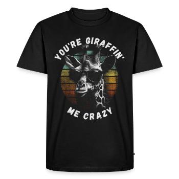 Girafe folle, tu me girafes folles - T-shirt Premium bio Homme - noir - Devant - Nico (187cm)
