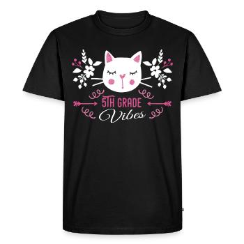 5th grade | Grade Vibes Back to School Cute Cat - Men's Premium Organic T-Shirt - black - Front - Nico (187cm)