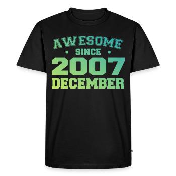 Anniversaire Décembre 2007 - Cadeau Decembre 2007 - T-shirt Premium bio Homme - noir - Devant - Nico (187cm)