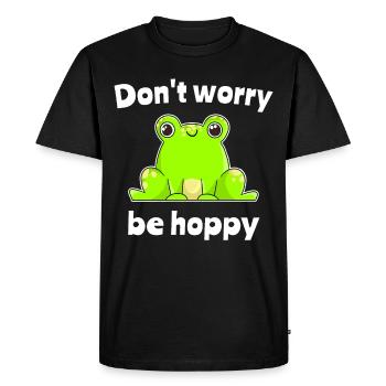 Drôle de grenouille Worry Hoppy Frogs - T-shirt Premium bio Homme - noir - Devant - Nico (187cm)