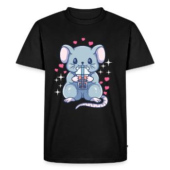 Kawaii Rat Baby Mouse Boba Tea Bubble Tea Girl - T-shirt Premium bio Homme - noir - Devant - Nico (187cm)