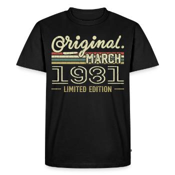 Born in March 1981 Birthday Gift March 1981 - Men's Premium Organic T-Shirt - black - Front - Nico (187cm)