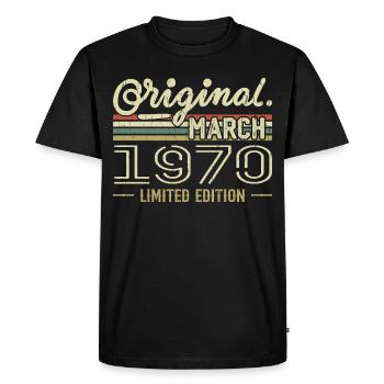 Né en Mars 1970 Cadeau Anniversaire Mars 1970 - T-shirt Premium bio Homme - noir - Devant - Nico (187cm)