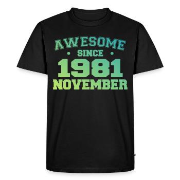 Né Novembre 1981 Cadeau Anniversaire Novembre 1981 - T-shirt Premium bio Homme - noir - Devant - Nico (187cm)