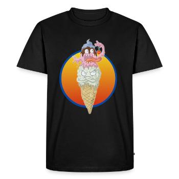 Faire fondre le cornet de crème glacée de drôle de crème glacée dans la gaufre - T-shirt Premium bio Homme - noir - Devant - Nico (187cm)