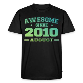 2010 Août Année Naissance Anniversaire Août 2010 - T-shirt Premium bio Homme - noir - Devant - Nico (187cm)