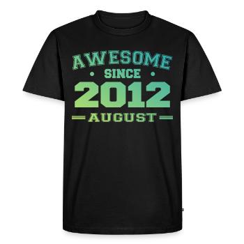 2012 Août Année Naissance Anniversaire Août 2012 - T-shirt Premium bio Homme - noir - Devant - Nico (187cm)