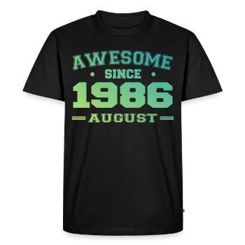 1986 Août Année Naissance Anniversaire Août 1986 - T-shirt Premium bio Homme - noir - Devant - Nico (187cm)