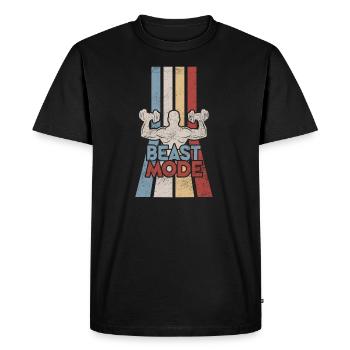 Workout Retro Fitness Training Gym Vintage - Men's Premium Organic T-Shirt - black - Front - Nico (187cm)