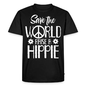 Sauver Le Monde - Mouvement hippie des années 70 - T-shirt Premium bio Homme - noir - Devant - Nico (187cm)