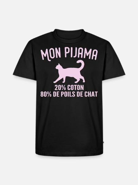 Humorvoller Katzenhaar-Pyjama - Männer Premium Bio T-Shirt - Schwarz