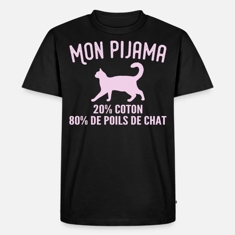 Humorvoller Katzenhaar-Pyjama - Männer Premium Bio T-Shirt - Schwarz