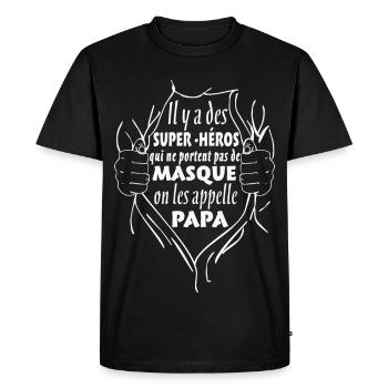 Papa Super-Héros - T-shirt Premium bio Homme - noir - Devant - Nico (187cm)
