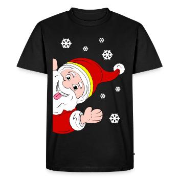 Joyeux Père Noël Salutation à la neige - T-shirt Premium bio Homme - noir - Devant - Nico (187cm)
