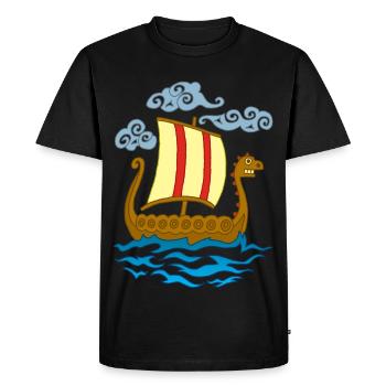 Drakkar viking rigolo - T-shirt Premium bio Homme - noir - Devant - Nico (187cm)