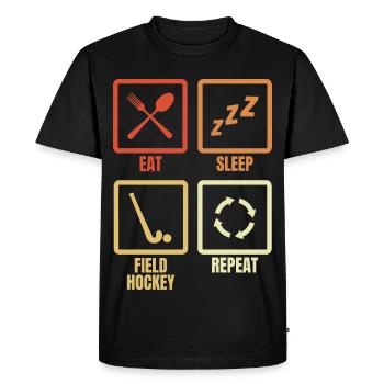 Eat Sleep Field Hockey Replay - Men's Premium Organic T-Shirt - black - Front - Nico (187cm)