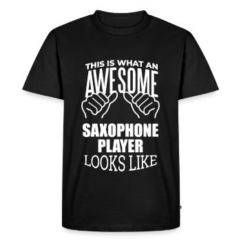 Saxophone Saxophone Saxophone - T-shirt Premium bio Homme - noir - Devant - Nico (187cm)