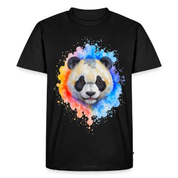 Watercolor Panda Splash - Men's Premium Organic T-Shirt - black - Front - Nico (187cm)