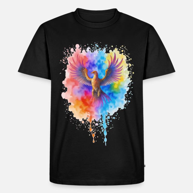 Rauschender Aquarell Phoenix - Männer Premium Bio T-Shirt - Schwarz