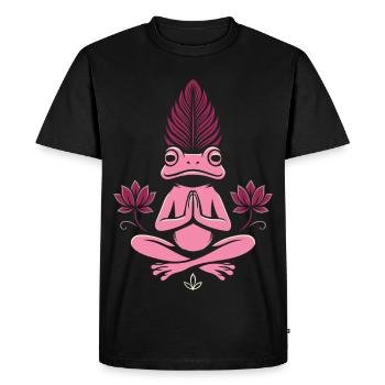 Yoga Frog - Meditating Frog with Lotus - Men's Premium Organic T-Shirt - black - Front - Nico (187cm)