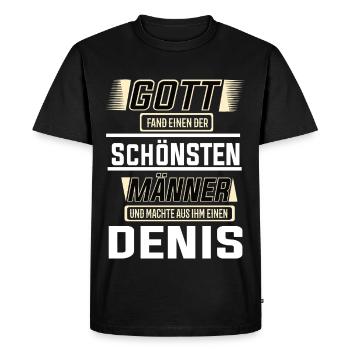 Denis, le plus bel homme, façonné par Dieu Design - T-shirt Premium bio Homme - noir - Devant - Nico (187cm)