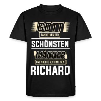 Richard le plus bel homme façonné par Dieu Design - T-shirt Premium bio Homme - noir - Devant - Nico (187cm)