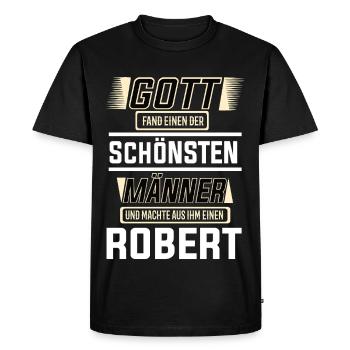 Robert le plus bel homme façonné par Dieu Design - T-shirt Premium bio Homme - noir - Devant - Nico (187cm)