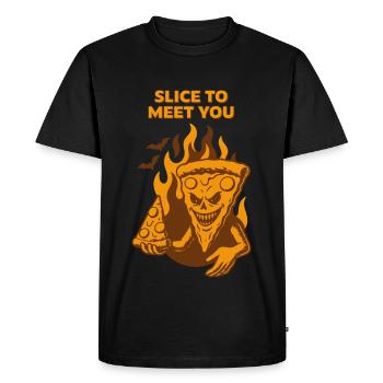 Devilish Pizza - Slice pour vous rencontrer - T-shirt Premium bio Homme - noir - Devant - Nico (187cm)