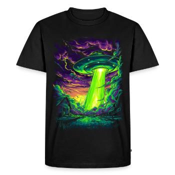 UFO Farm - Men's Premium Organic T-Shirt - black - Front - Nico (187cm)