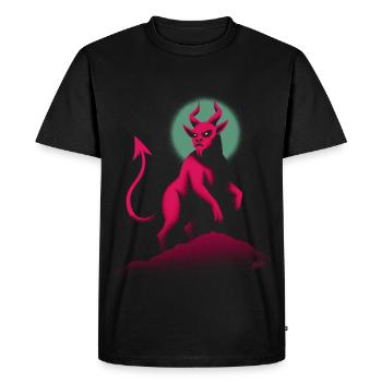 Démon rétro sur la roche de lave - T-shirt Premium bio Homme - noir - Devant - Nico (187cm)