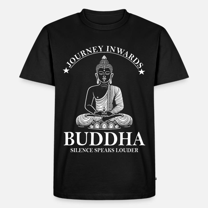 Buddha Design – Silence Speaks Louder - Männer Premium Bio T-Shirt - Schwarz