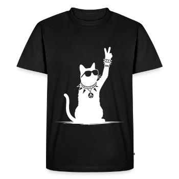 Rocker Cat Design – Cool & Loud - T-shirt Premium bio Homme - noir - Devant - Nico (187cm)