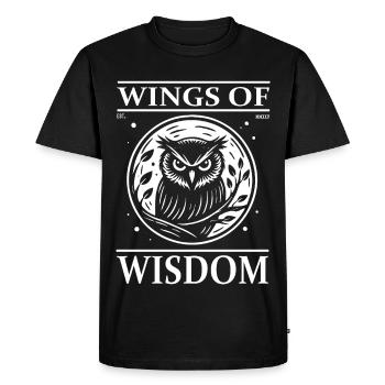 Owl – Wings of Wisdom Design - Men's Premium Organic T-Shirt - black - Front - Nico (187cm)