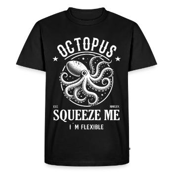 Kraken Design – Squeeze Me I'm Flexible - Men's Premium Organic T-Shirt - black - Front - Nico (187cm)