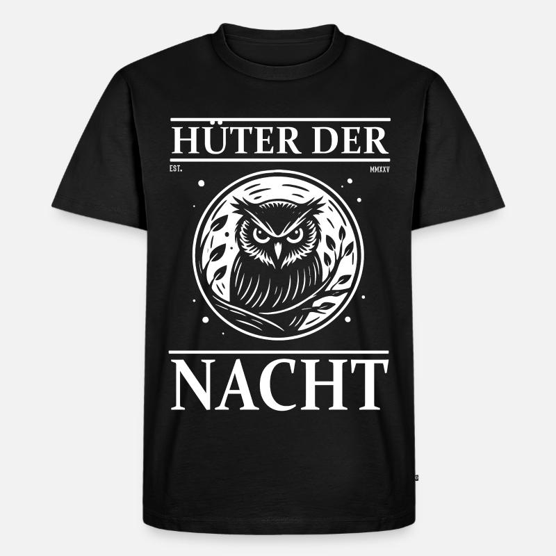 Eulen Design – Hüter der Nacht - Männer Premium Bio T-Shirt - Schwarz