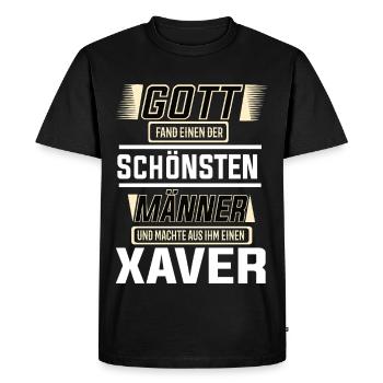 Xavier, le plus bel homme, façonné par Dieu Design - T-shirt Premium bio Homme - noir - Devant - Nico (187cm)