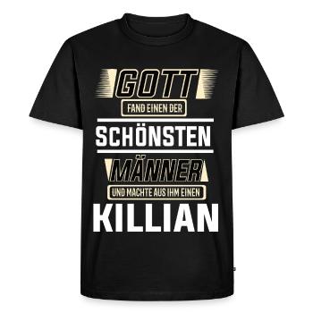 Killian the Most Beautiful Man Shaped by God Design - Men's Premium Organic T-Shirt - black - Front - Nico (187cm)