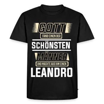 Leandro the Most Beautiful Man Shaped by God Design - Men's Premium Organic T-Shirt - black - Front - Nico (187cm)