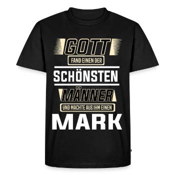 Mark the Most Beautiful Man of God Shaped Design - Men's Premium Organic T-Shirt - black - Front - Nico (187cm)