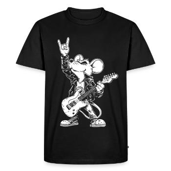 Metalhead Rock Mouse Rat Cartoon - Men's Premium Organic T-Shirt - black - Front - Nico (187cm)