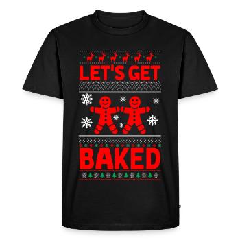 Bonhomme en pain d'épices | gingerbread man - T-shirt Premium bio Homme - noir - Devant - Nico (187cm)