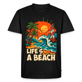 Life's a Beach Tropical Beach Illustration - Men's Premium Organic T-Shirt - black - Front - Nico (187cm)