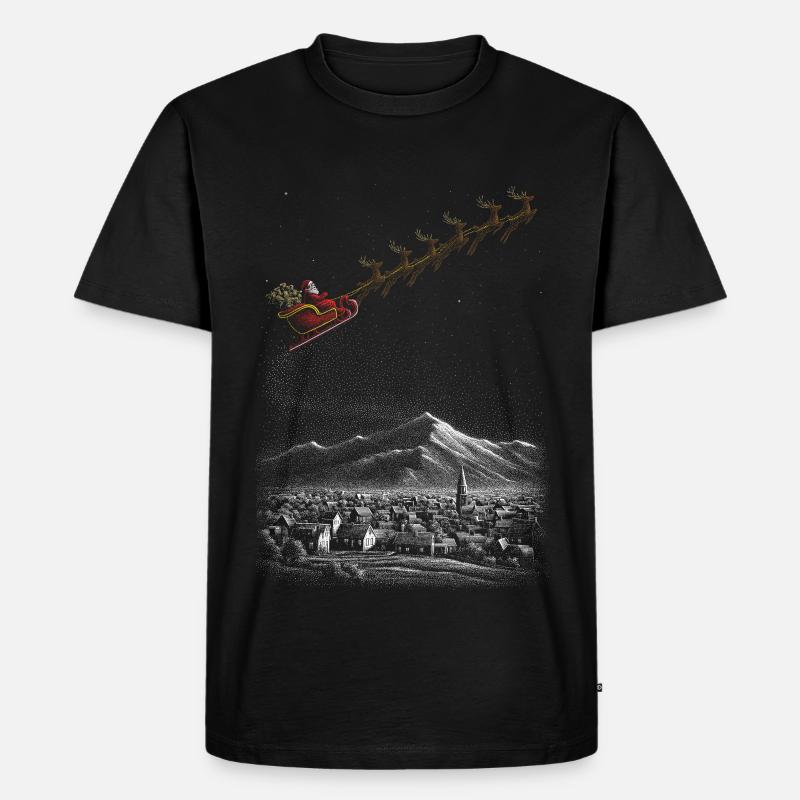 Sternen-Schlittenfahrt im Winterschnee - Männer Premium Bio T-Shirt - Schwarz
