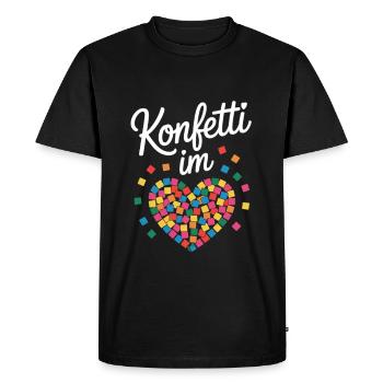 Confettis dans le cœur Cœur coloré de carnaval - T-shirt Premium bio Homme - noir - Devant - Nico (187cm)